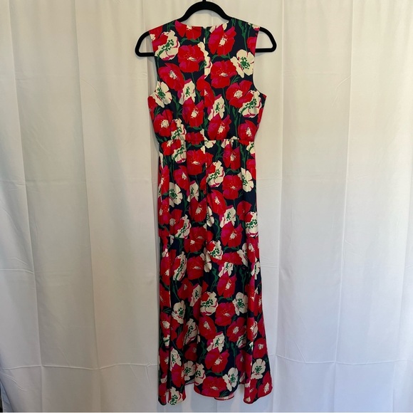 Sam Edelman Women's Poppy Floral V-Neck Poly A-Line Dress Coral Sz 2 NWT - Picture 5 of 10